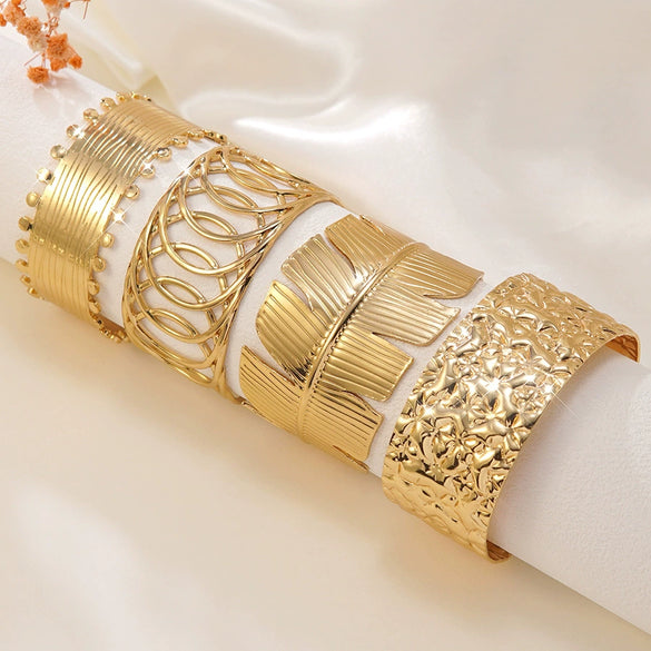 Wholesale Simple Geometric Open Stainless Steel Bracelets Made By Hydraulic Pressure