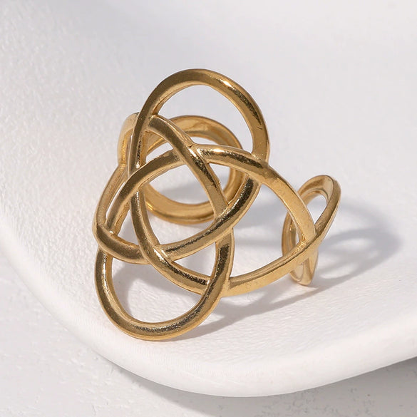 Wholesale Simple Geometric Open Stainless Steel Ring For Women With Electroplating Design