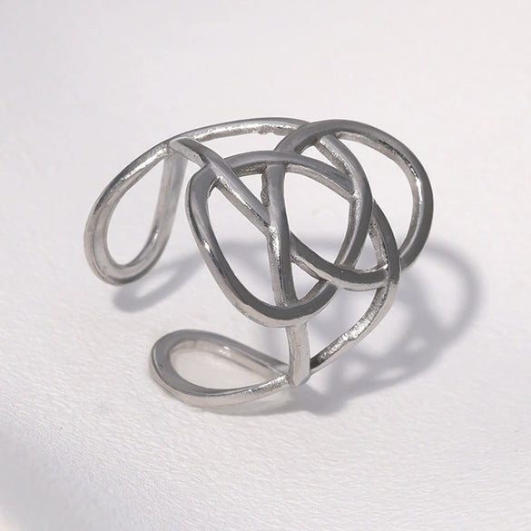 Wholesale Simple Geometric Open Stainless Steel Ring For Women With Electroplating Design