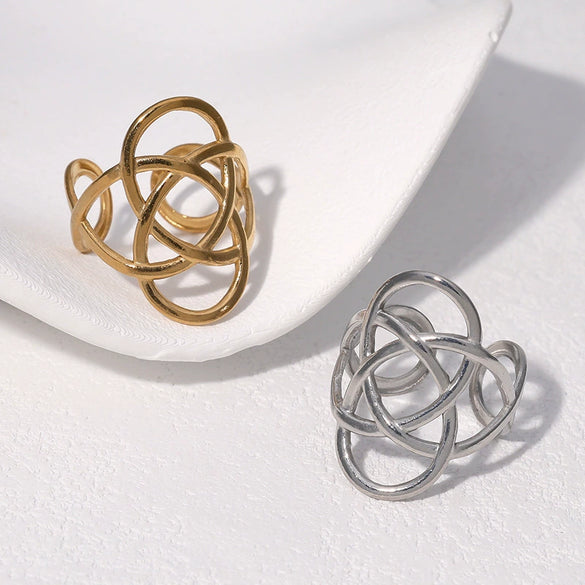 Wholesale Simple Geometric Open Stainless Steel Ring For Women With Electroplating Design