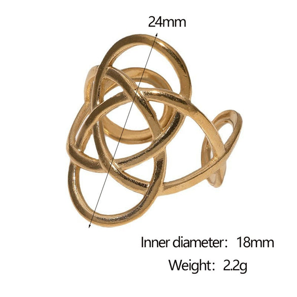 Wholesale Simple Geometric Open Stainless Steel Ring For Women With Electroplating Design