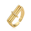 Wholesale Simple Geometric Open Women's Ring Copper Plated 18K Gold With Micropaved Zircon