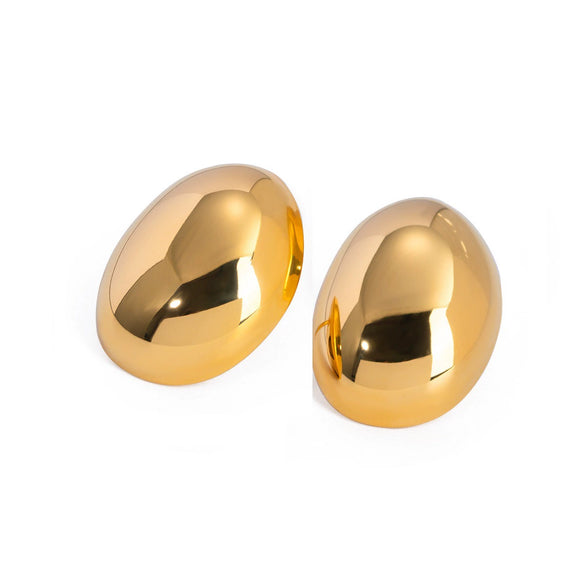 Wholesale Simple Geometric Oval Smooth 18K Electroplated Stainless Steel Earrings For Women