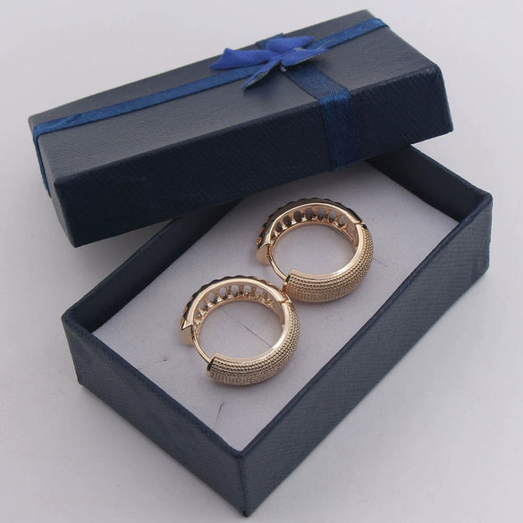 Wholesale Simple Geometric Round Hollow Copper Earrings With Gold Plated Electroplating For Women