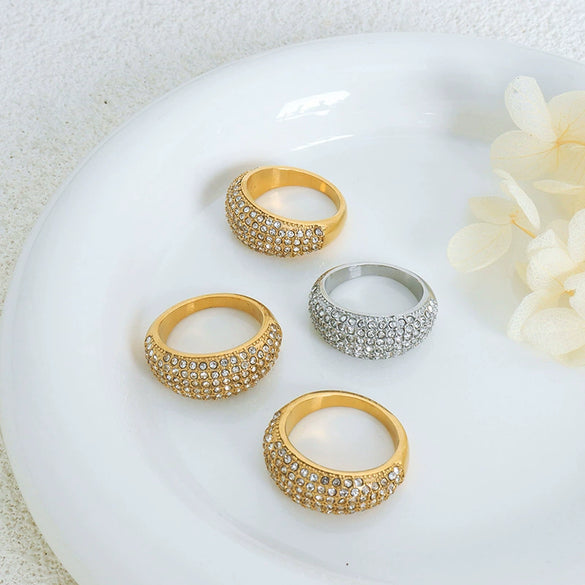 Wholesale Simple Geometric Shining 18K Gold Plated Titanium Steel Ring Jewelry For Women