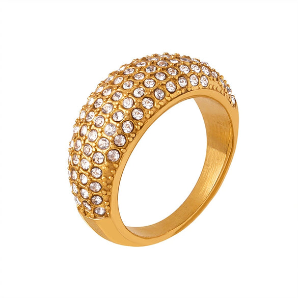 Wholesale Simple Geometric Shining 18K Gold Plated Titanium Steel Ring Jewelry For Women