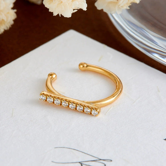 Wholesale Simple Geometric 925 Silver And Zircon Electroplated 14K Gold Ear Cuffs Unisex Jewelry Accessories