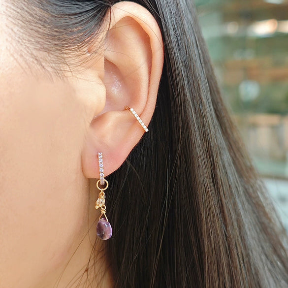 Wholesale Simple Geometric 925 Silver And Zircon Electroplated 14K Gold Ear Cuffs Unisex Jewelry Accessories