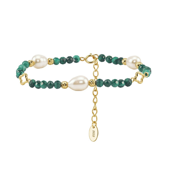 Wholesale Simple Geometric 925 Silver Electroplated Bracelet For Women With Freshwater Pearl