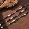 Wholesale Simple Geometric Silver Electroplated Freshwater Pearl Crystal Natural Stone Lapis Lazuli Malachite Bracelet For Women