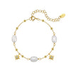 Wholesale Simple Geometric Silver Electroplated Pearl Beaded Adjustable Bracelets For Women