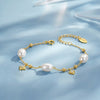 Wholesale Simple Geometric Silver Electroplated Pearl Beaded Adjustable Bracelets For Women