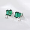 Wholesale Simple Geometric Square Emerald Zircon Earrings In Sterling Silver With Diamond Treatment Palace Style For Women