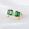 Wholesale Simple Geometric Square Emerald Zircon Earrings In Sterling Silver With Diamond Treatment Palace Style For Women