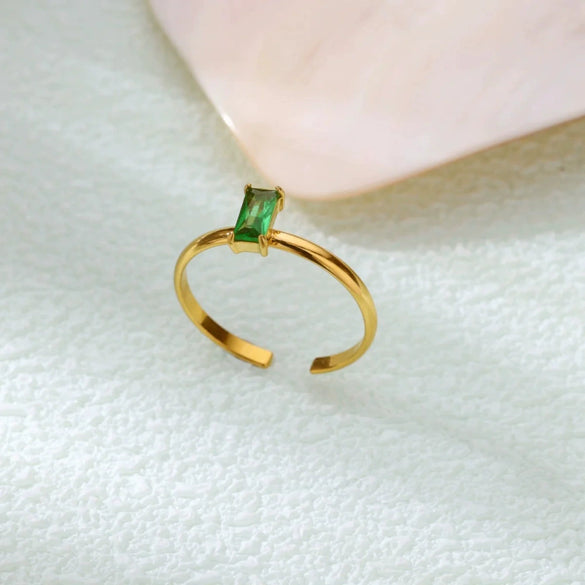 Wholesale Simple Geometric Square Stainless Steel Inlaid Zircon Women's Ring With Electroplating