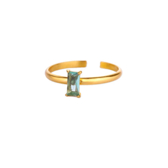 Wholesale Simple Geometric Square Stainless Steel Inlaid Zircon Women's Ring With Electroplating