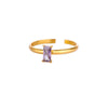 Wholesale Simple Geometric Square Stainless Steel Inlaid Zircon Women's Ring With Electroplating