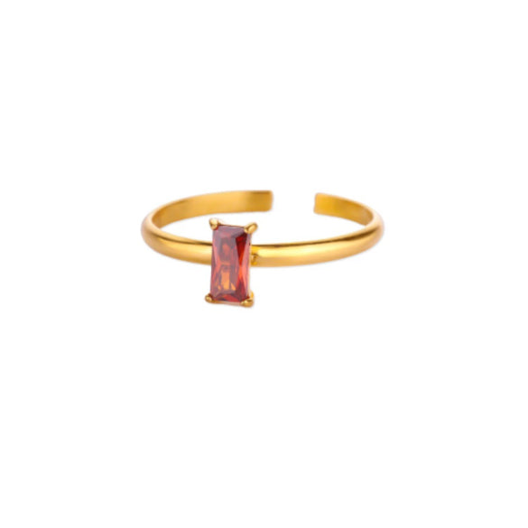 Wholesale Simple Geometric Square Stainless Steel Inlaid Zircon Women's Ring With Electroplating