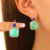 Wholesale Simple Geometric Square Turquoise Earrings For Women Alloy Material With Electroplating Treatment