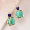 Wholesale Simple Geometric Square Turquoise Earrings For Women Alloy Material With Electroplating Treatment