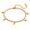 Wholesale Simple Geometric Stainless Steel And Titanium Steel 18K Gold Plated Zircon Ball Tassel Necklace And Bracelet Set For Women