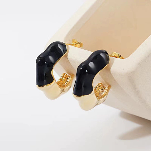 Wholesale Simple Geometric Stainless Steel Earrings With 18K Gold Electroplating For Women