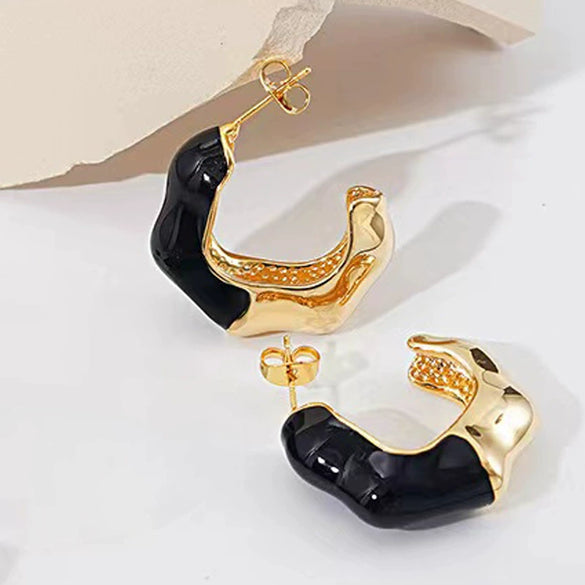 Wholesale Simple Geometric Stainless Steel Earrings With 18K Gold Electroplating For Women