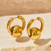 Wholesale Simple Geometric Stainless Steel Electroplated Glossy Metal Ball Earrings For Women