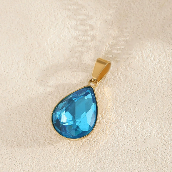 Wholesale Simple Geometric Stainless Steel Electroplated Gold Square Water Drop Gemstone Pendant Jewelry Accessories For Diy Bracelet And Necklace