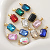 Wholesale Simple Geometric Stainless Steel Electroplated Gold Square Water Drop Gemstone Pendant Jewelry Accessories For Diy Bracelet And Necklace