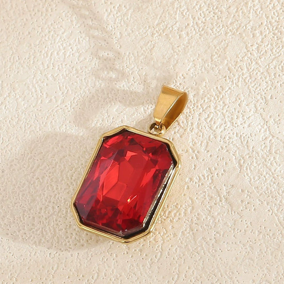 Wholesale Simple Geometric Stainless Steel Electroplated Gold Square Water Drop Gemstone Pendant Jewelry Accessories For Diy Bracelet And Necklace