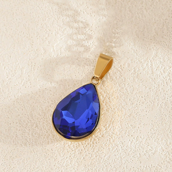 Wholesale Simple Geometric Stainless Steel Electroplated Gold Square Water Drop Gemstone Pendant Jewelry Accessories For Diy Bracelet And Necklace