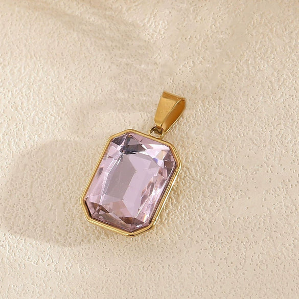 Wholesale Simple Geometric Stainless Steel Electroplated Gold Square Water Drop Gemstone Pendant Jewelry Accessories For Diy Bracelet And Necklace