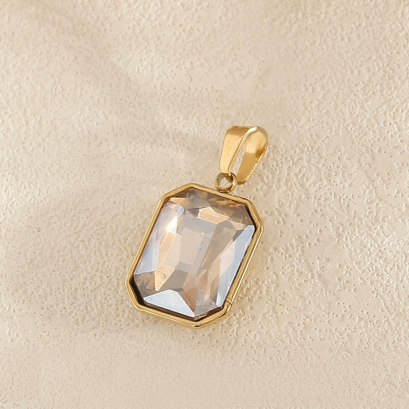 Wholesale Simple Geometric Stainless Steel Electroplated Gold Square Water Drop Gemstone Pendant Jewelry Accessories For Diy Bracelet And Necklace
