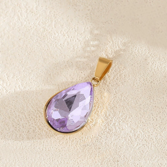 Wholesale Simple Geometric Stainless Steel Electroplated Gold Square Water Drop Gemstone Pendant Jewelry Accessories For Diy Bracelet And Necklace