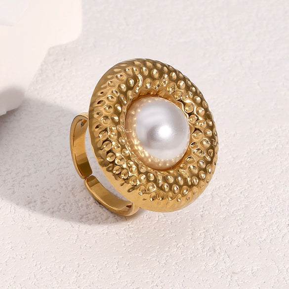 Wholesale Simple Geometric Stainless Steel Electroplated Open Ring For Women