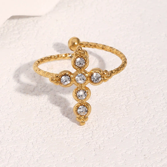 Wholesale Simple Geometric Stainless Steel Electroplated Open Ring For Women