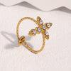 Wholesale Simple Geometric Stainless Steel Electroplated Open Ring For Women
