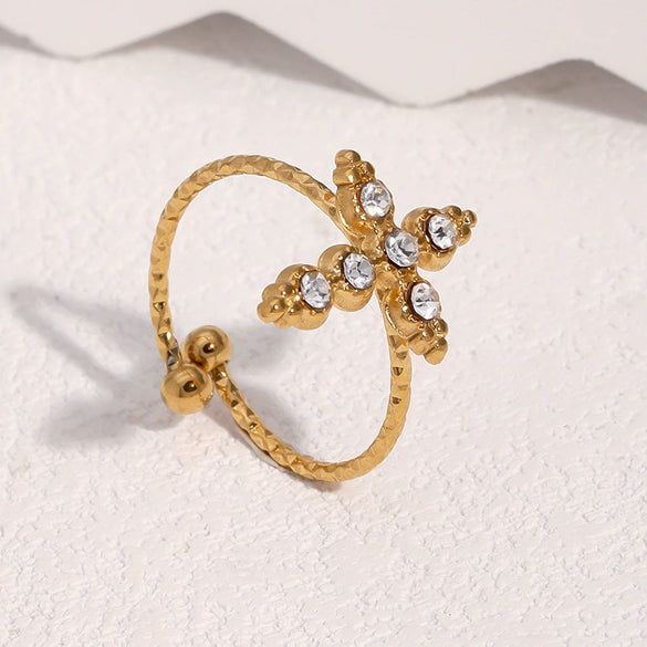 Wholesale Simple Geometric Stainless Steel Electroplated Open Ring For Women
