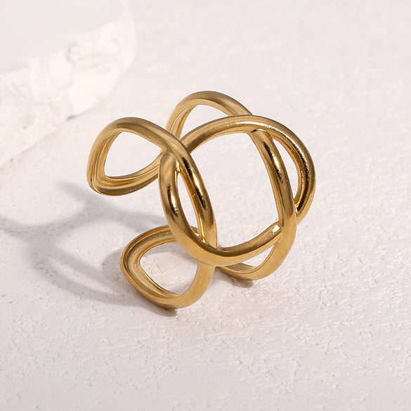 Wholesale Simple Geometric Stainless Steel Electroplated Open Ring For Women