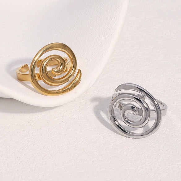 Wholesale Simple Geometric Stainless Steel Electroplated Ring For Women