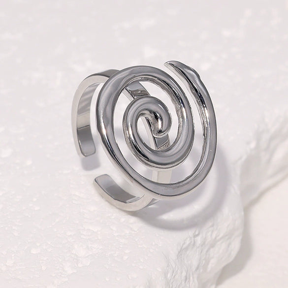 Wholesale Simple Geometric Stainless Steel Electroplated Ring For Women