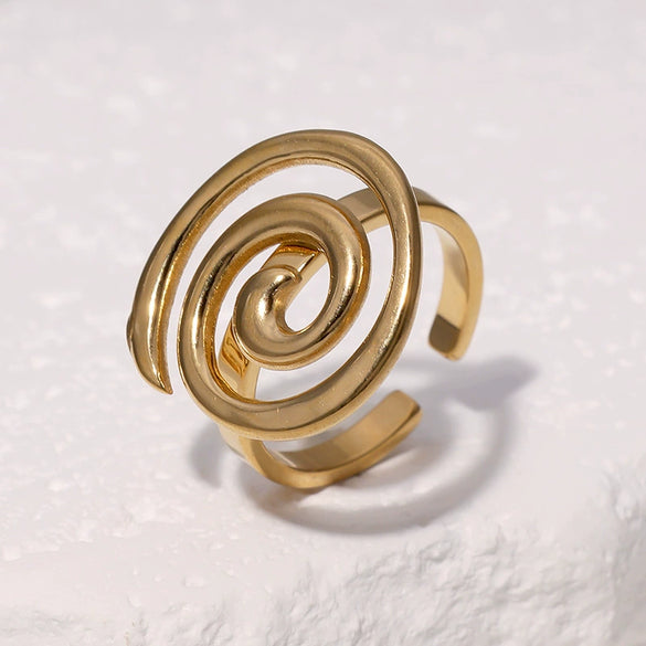 Wholesale Simple Geometric Stainless Steel Electroplated Ring For Women