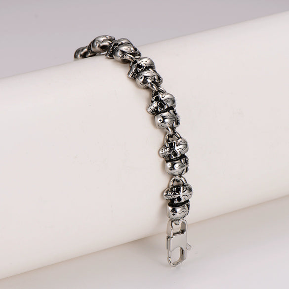 Wholesale Simple Geometric Stainless Steel Electroplated Skull Bracelet For Men