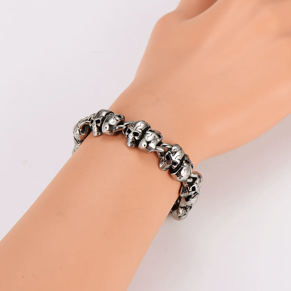 Wholesale Simple Geometric Stainless Steel Electroplated Skull Bracelet For Men