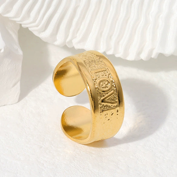 Wholesale Simple Geometric Stainless Steel Electroplated Women's Open Rings