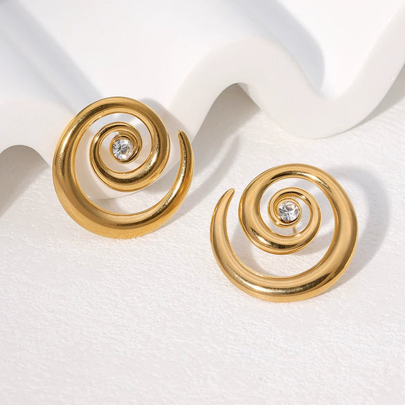 Wholesale Simple Geometric Stainless Steel Goldplated Earrings For Women