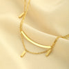 Wholesale Simple Geometric Stainless Steel 18K Electroplated Double Layer Necklace For Girls