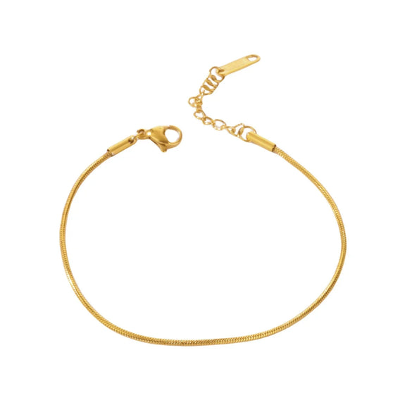 Wholesale Simple Geometric Stainless Steel 18K Gold Plated Women's Bracelet With Twist Snake Bone Chain