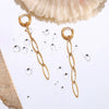 Wholesale Simple Geometric Stainless Steel 18K Gold Plated Women's Earrings Jewelry Long Melon Seed Chain